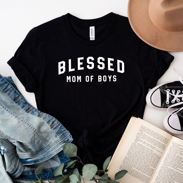 Blessed Mom Of Boys Short Sleeve Graphic Tee